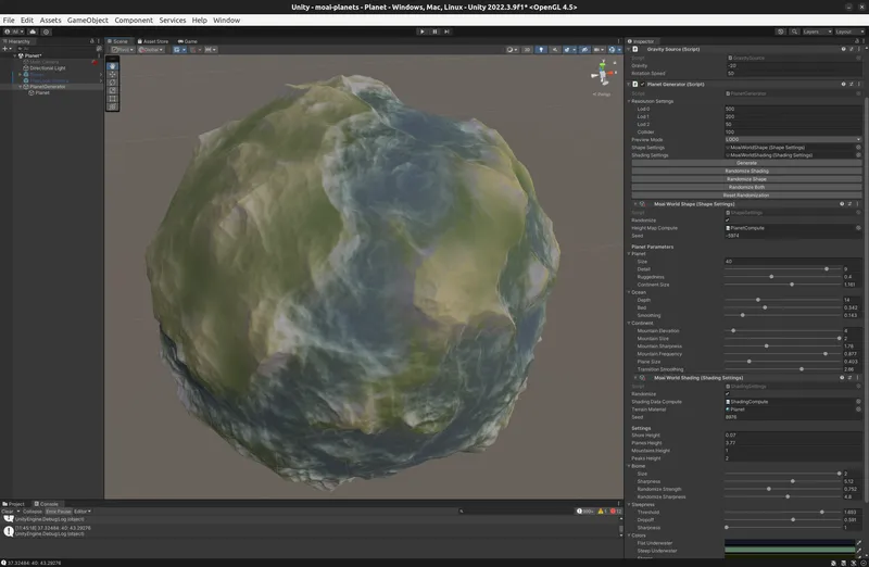 Meant to imitate planet earth, using relatively small mountain elevations and sharpness but high frequency to simulate scale.